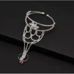 Women's White Color Rhinestone Hathphool Adjustable Bracelet