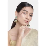 Women's Rose Gold Plated Alloy Earrings (Green)