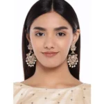 Women's Rose Gold Plated Alloy Earrings (Gold & Pink)