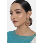Women's Rose Gold Plated Alloy Earrings (Gold & Pink)