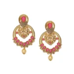 Women's Rose Gold Plated Alloy Earrings (Gold & Pink)
