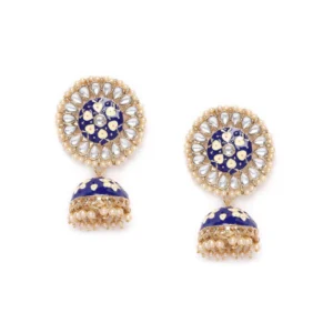 Women's Rose Gold Plated Alloy Earrings (Blue)