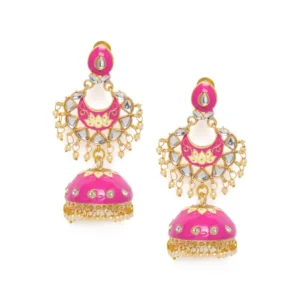 Women's Rose Gold Plated Alloy Earrings (Pink)