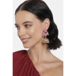 Women's Rose Gold Plated Alloy Earrings (Pink)