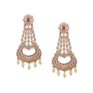Women's Rose Gold Plated Alloy Earrings (Pink)