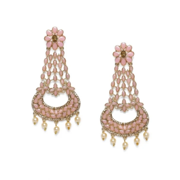 Women's Rose Gold Plated Alloy Earrings (Pink)