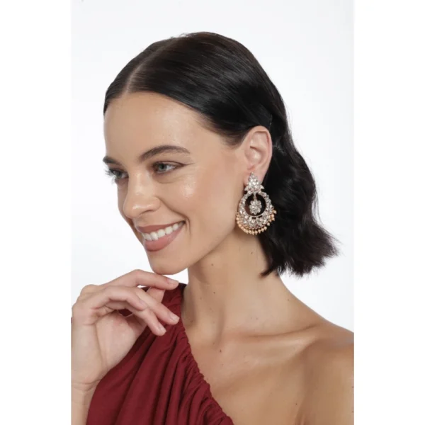 Women's Rose Gold Plated Alloy Earrings (White)