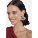 Women's Rose Gold Plated Alloy Earrings (White)