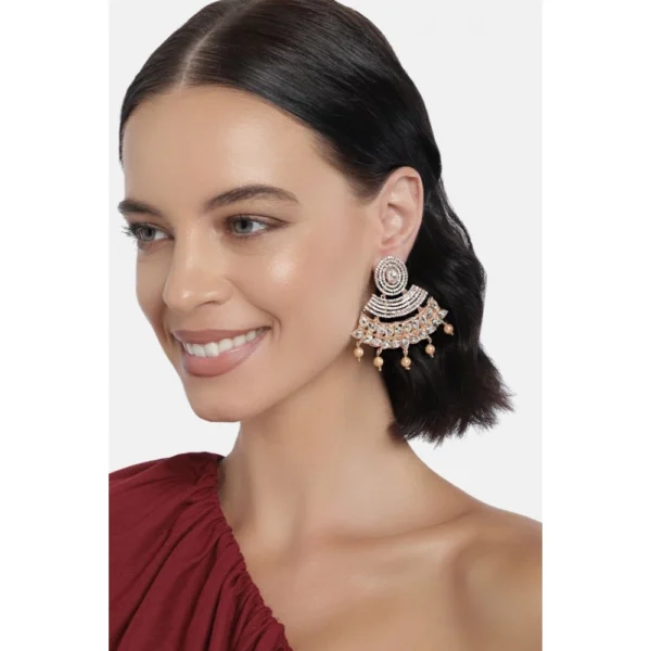 Women's Rose Gold Plated Alloy Earrings (White)