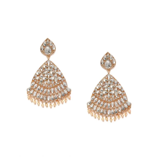 Women's Rose Gold Plated Alloy Earrings (White)