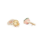 Women's Rose Gold Plated Alloy Earrings (White & Orange)