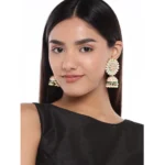 Women's Rose Gold Plated Alloy Earrings (White & Orange)