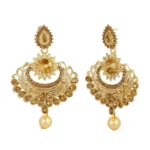 Women's Rose Gold Plated Alloy Kundan Earrings & Mangtikka (Gold)