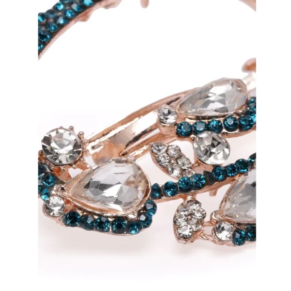 Women's Rose Gold Plated Alloy Hair Pin Set (Green)