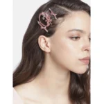 Women's Rose Gold Plated Alloy Hair Pin Set (Pink)