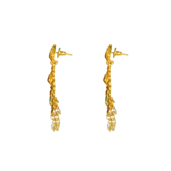 Women's Rose Gold Plated Alloy Kundan Earrings & Mangtikka (Green)