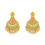 Women's Rose Gold Plated Alloy Kundan Earrings & Mangtikka (Green)