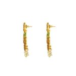 Women's Rose Gold Plated Alloy Kundan Earrings & Mangtikka (Red & Green)