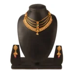 Women's Rose Gold Plated Alloy Necklace & Earings Set (Multicolor)