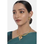 Women's Rose Gold Plated Alloy Necklace & Earings Set (Red & White)