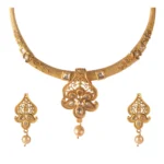 Women's Rose Gold Plated Alloy Necklace & Earings Set (Gold & White)