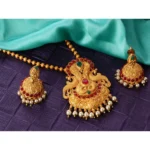 Women's Rose Gold Plated Alloy Jewellery Chain Pendant Sets (Gold & Red)