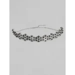 Women's Rose Gold Plated Alloy Choker (Silver & Black)