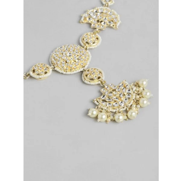 Women's Rose Gold Plated Alloy Matha Patti (White)