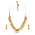 Women's Rose Gold Plated Alloy Necklace & Earings Set (Gold)