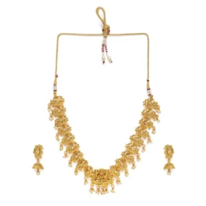 Women's Rose Gold Plated Alloy Necklace & Earings Set (Gold)