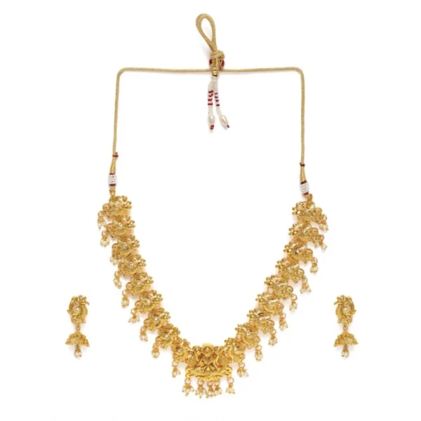 Women's Rose Gold Plated Alloy Necklace & Earings Set (Gold)