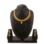 Women's Rose Gold Plated Alloy Necklace & Earings Set (Gold)