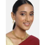 Women's Rose Gold Plated Alloy Necklace & Earings Set (Gold)