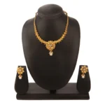 Women's Rose Gold Plated Alloy Necklace & Earings Set (Gold)