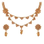 Women's Rose Gold Plated Alloy Necklace & Earings Set (White)