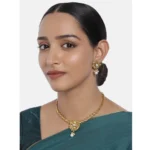 Women's Rose Gold Plated Alloy Necklace & Earings Set (Gold)