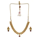 Women's Rose Gold Plated Alloy Necklace & Earings Set (Green & Red)