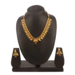 Women's Rose Gold Plated Alloy Necklace & Earings Set (Green & Red)