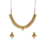 Women's Rose Gold Plated Alloy Necklace & Earings Set (Gold)