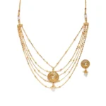 Women's Rose Gold Plated Alloy Necklace & Earings Set (Gold)