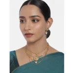 Women's Rose Gold Plated Alloy Necklace & Earings Set (Gold)