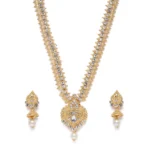 Women's Rose Gold Plated Alloy Necklace & Earings Set (White)