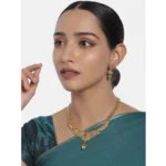Women's Rose Gold Plated Alloy Necklace & Earings Set (Gold)