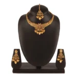 Women's Rose Gold Plated Alloy Necklace & Earings Set (Gold)