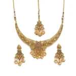 Women's Rose Gold Plated Alloy Necklace & Earings Set (Gold)