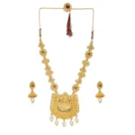 Women's Rose Gold Plated Alloy Necklace & Earings Set (Gold)