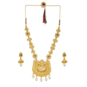 Women's Rose Gold Plated Alloy Necklace & Earings Set (Gold)