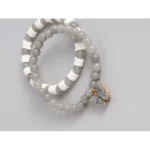 Women's Rose Gold Plated Brass Pendant Chain With Beaded Bracelet (Grey)