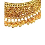 Women's Rose Gold Plated Alloy Necklace Earrings With Maangtika Set (Gold)