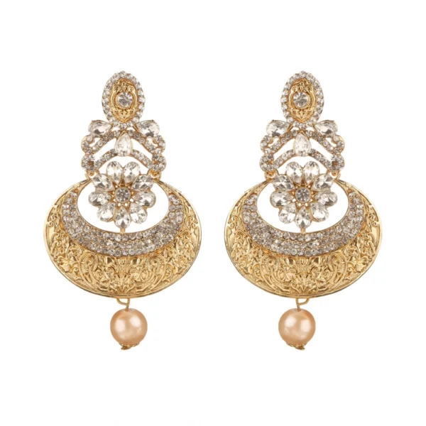 Women's Rose Gold Plated Alloy Earrings (White)